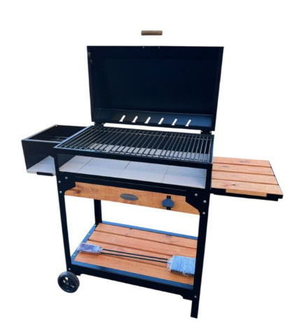 Argentine Gaucho Charcoal Grill with Lid & Side Table – Authentic Parrilla BBQ-ONLY IN STORE - Cholys