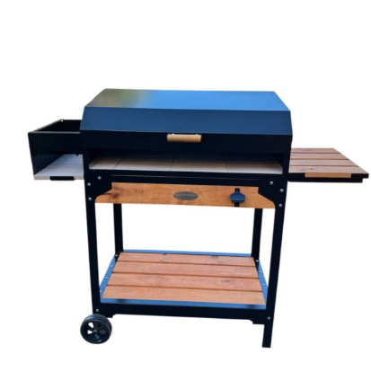 Argentine Gaucho Charcoal Grill with Lid & Side Table – Authentic Parrilla BBQ-ONLY IN STORE - Cholys