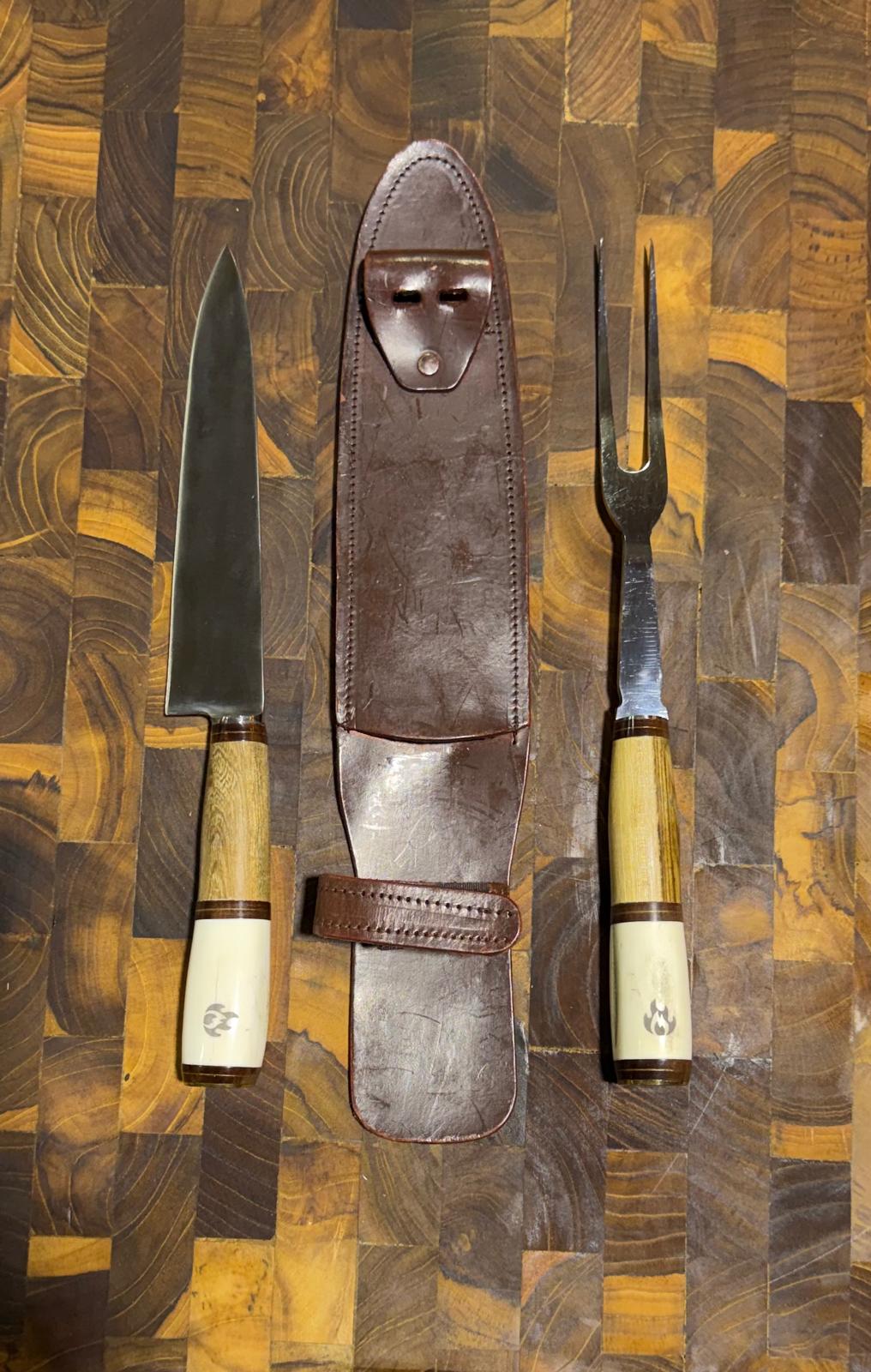 Handmade Argentine Gaucho Asado Knife & Carving Fork Set Extra-Long 12" – 7-Inch Blade