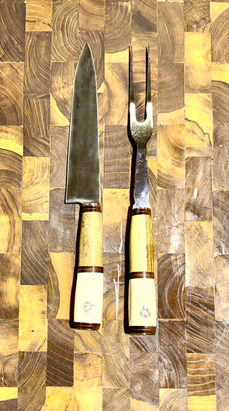 Handmade Argentine Gaucho Asado Knife & Carving Fork Set Extra-Long 12" – 7-Inch Blade