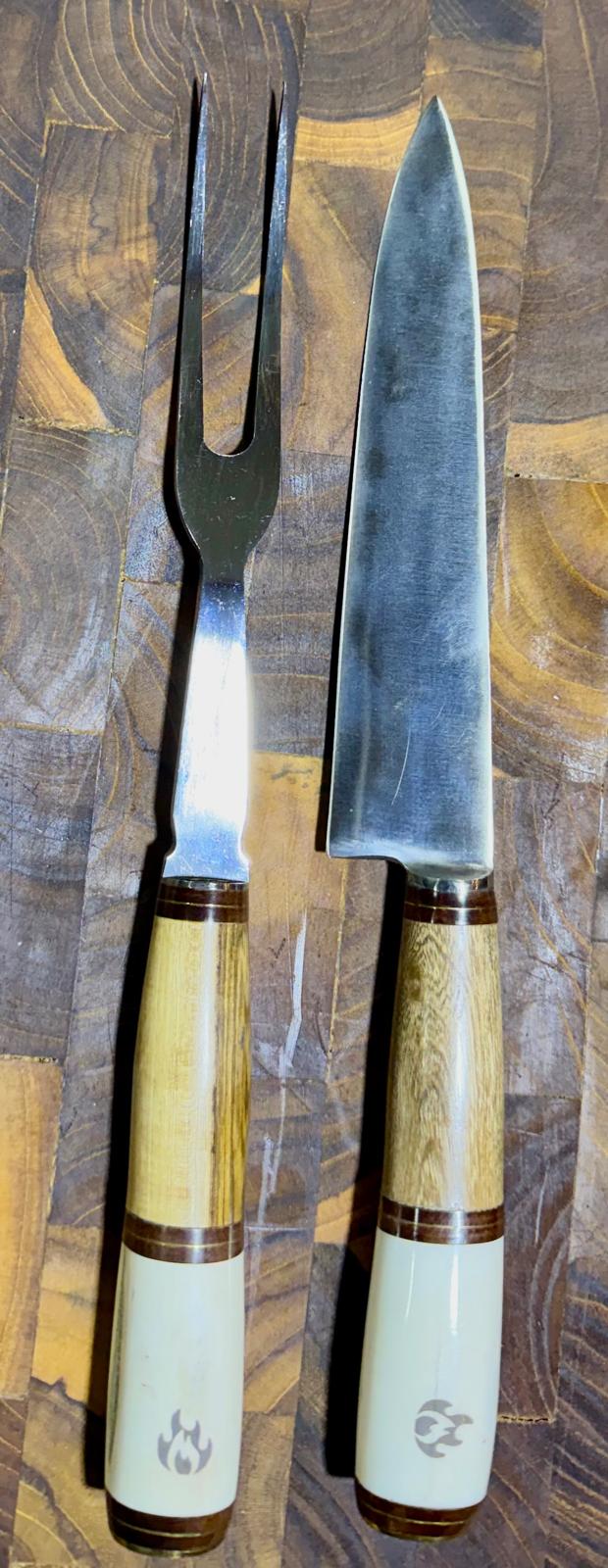 Handmade Argentine Gaucho Asado Knife & Carving Fork Set Extra-Long 12" – 7-Inch Blade