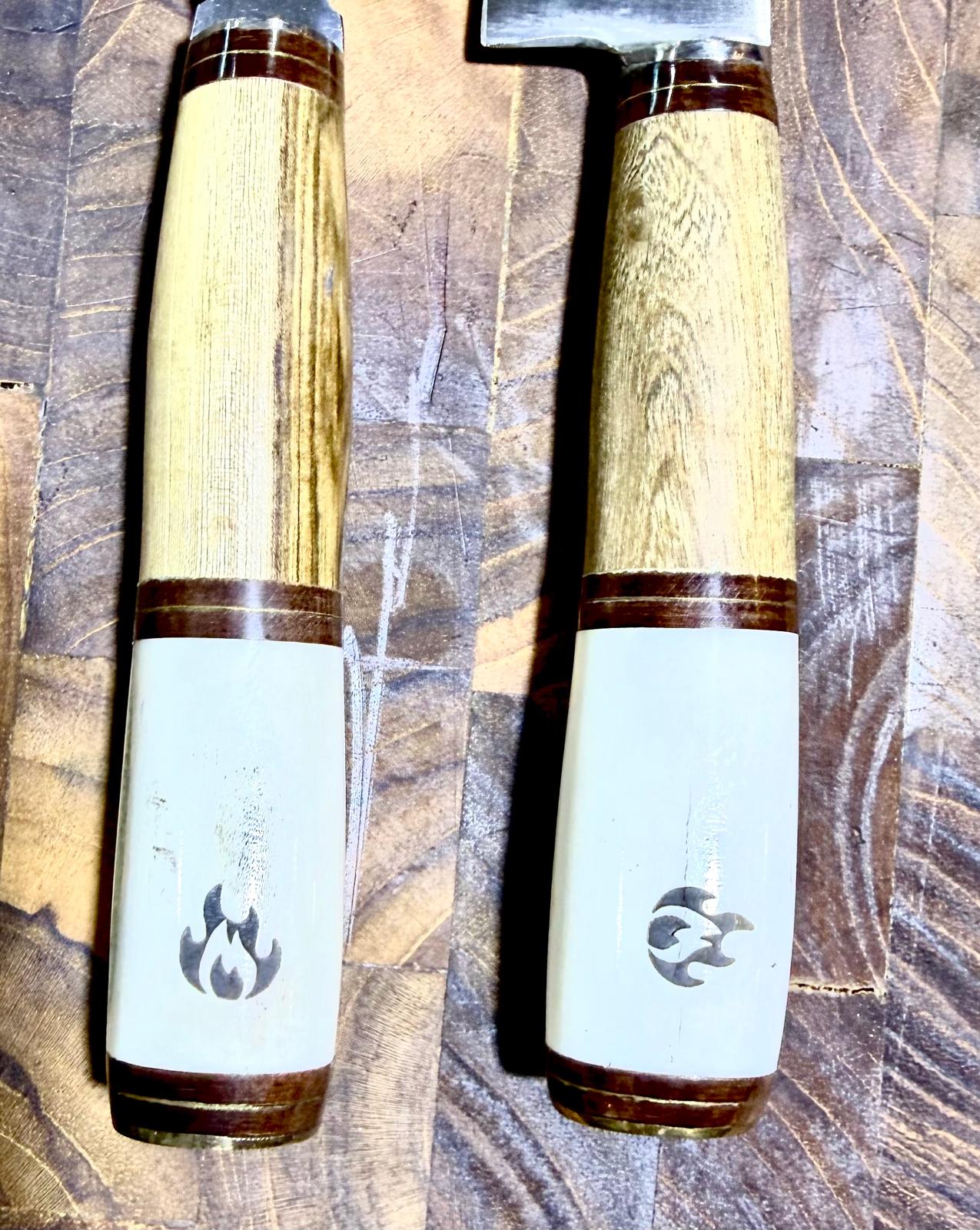 Handmade Argentine Gaucho Asado Knife & Carving Fork Set Extra-Long 12" – 7-Inch Blade