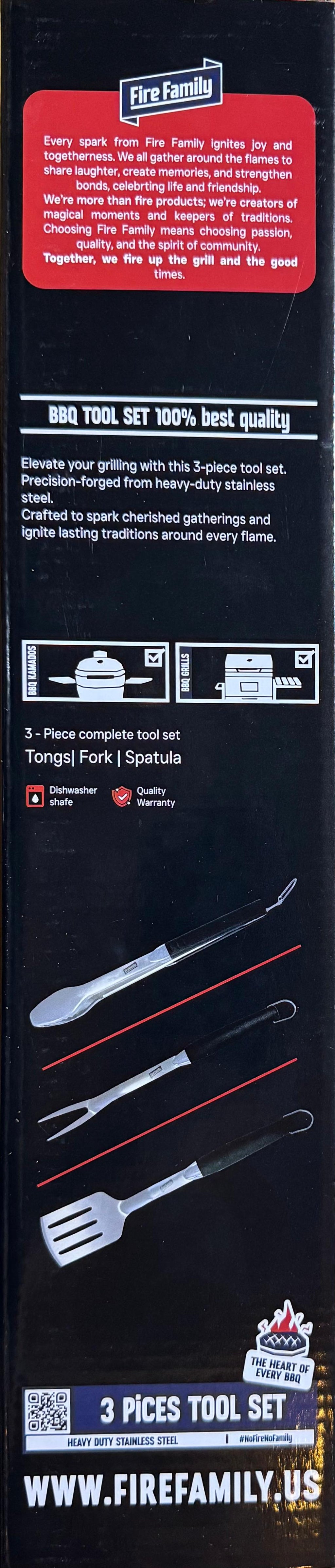 Fire Family Professional 3 Piece BBQ Tool Set - Cholys