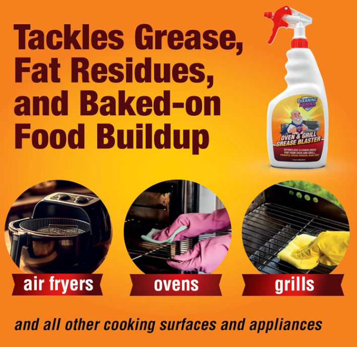 Oven & Grill Cleaner Spray, 32 fl oz – Heavy-Duty BBQ Degreaser for Air Fryers, Stoves, Range Hoods & Baked-On Grease - Cholys