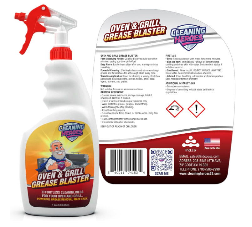 Oven & Grill Cleaner Spray, 32 fl oz – Heavy-Duty BBQ Degreaser for Air Fryers, Stoves, Range Hoods & Baked-On Grease - Cholys