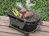 Portable Heavy-Duty Super Pre-Seasoned Cast Iron Hibachi Grill and BBQ Stove. - Cholys