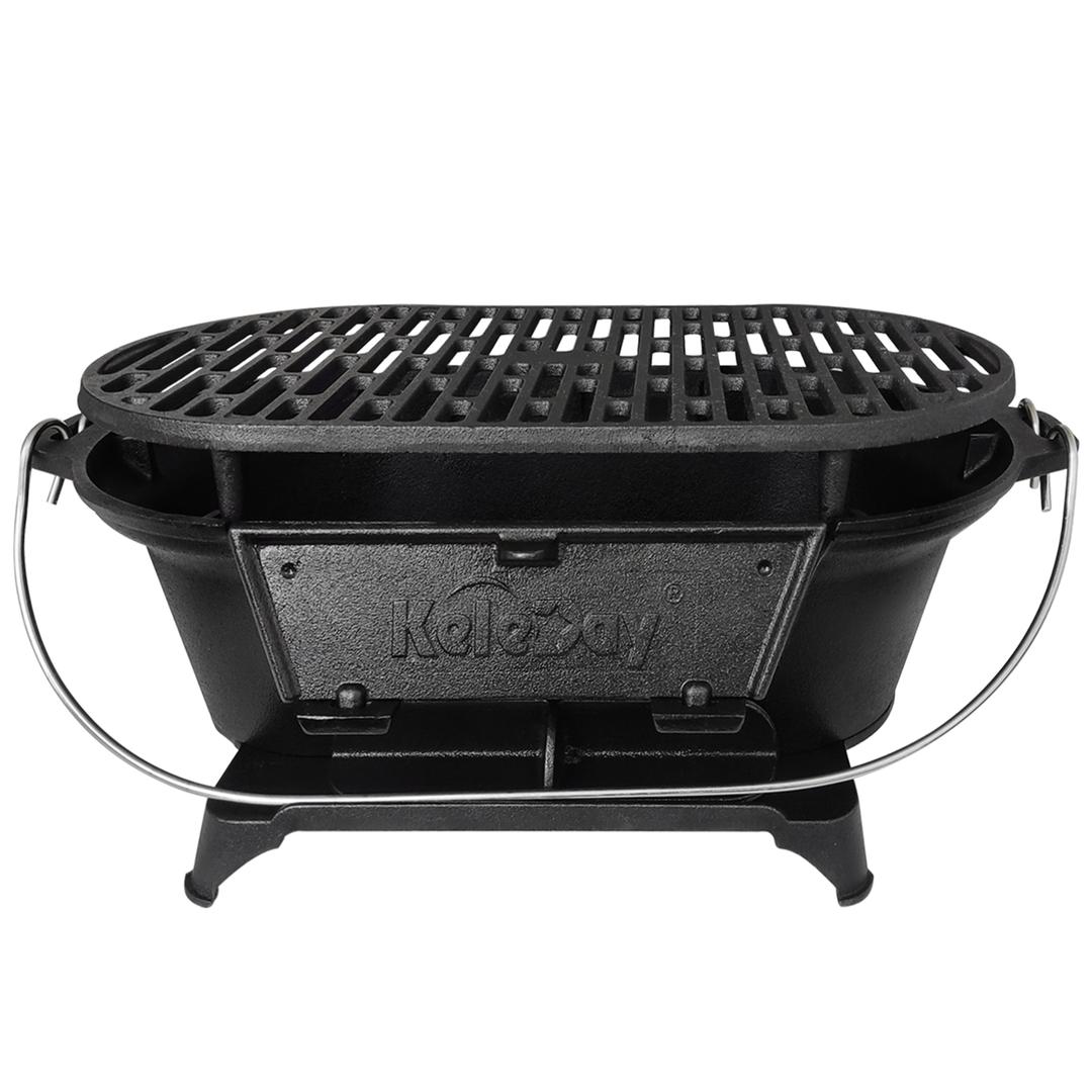 Portable Heavy-Duty Super Pre-Seasoned Cast Iron Hibachi Grill and BBQ Stove. - Cholys
