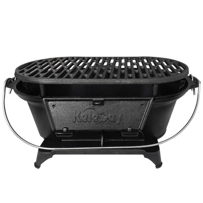 Portable Heavy-Duty Super Pre-Seasoned Cast Iron Hibachi Grill and BBQ Stove. - Cholys