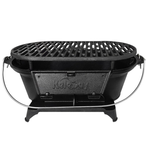 Portable Heavy-Duty Super Pre-Seasoned Cast Iron Hibachi Grill and BBQ Stove. - Cholys