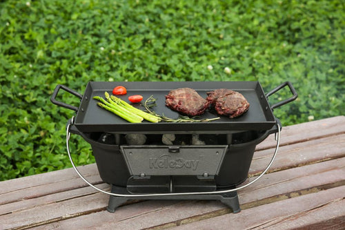 Portable Heavy-Duty Super Pre-Seasoned Cast Iron Hibachi Grill and BBQ Stove. - Cholys
