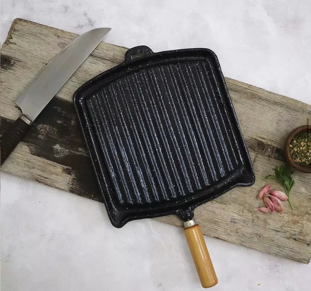 Lozafer Griddle Enameled Square Plancha Bifera Cuadrada with Handle 🍽️🍳 - Cholys