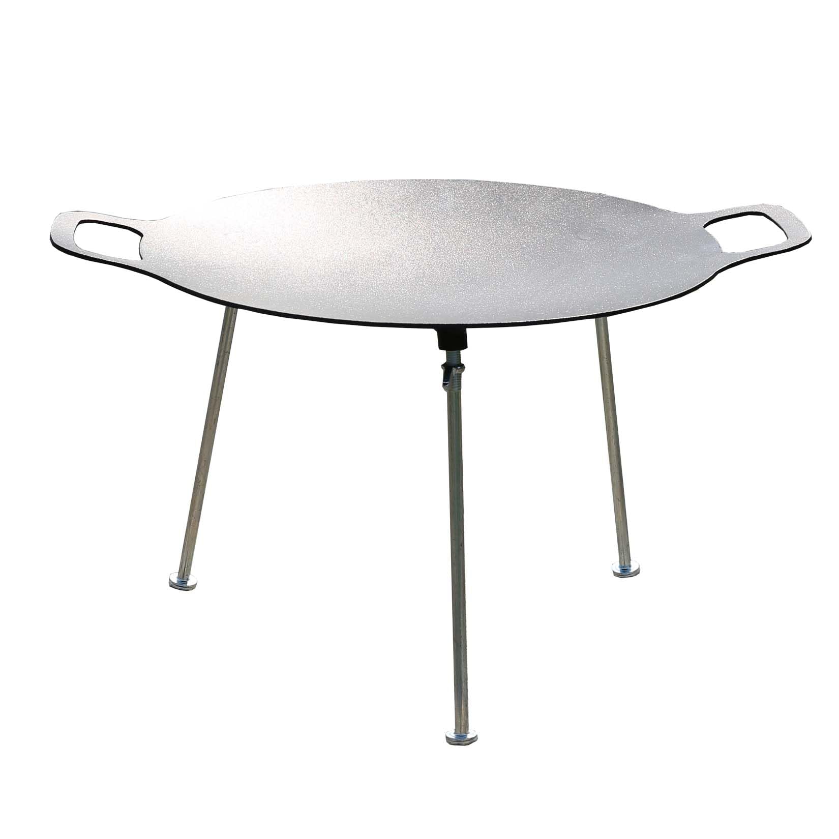 15-Inch Pre-Seasoned Carbon Steel Korean BBQ Grill Pan with Detachable Legs – Flat Pan and Camping Griddle for Stove Top Cooking. - Cholys