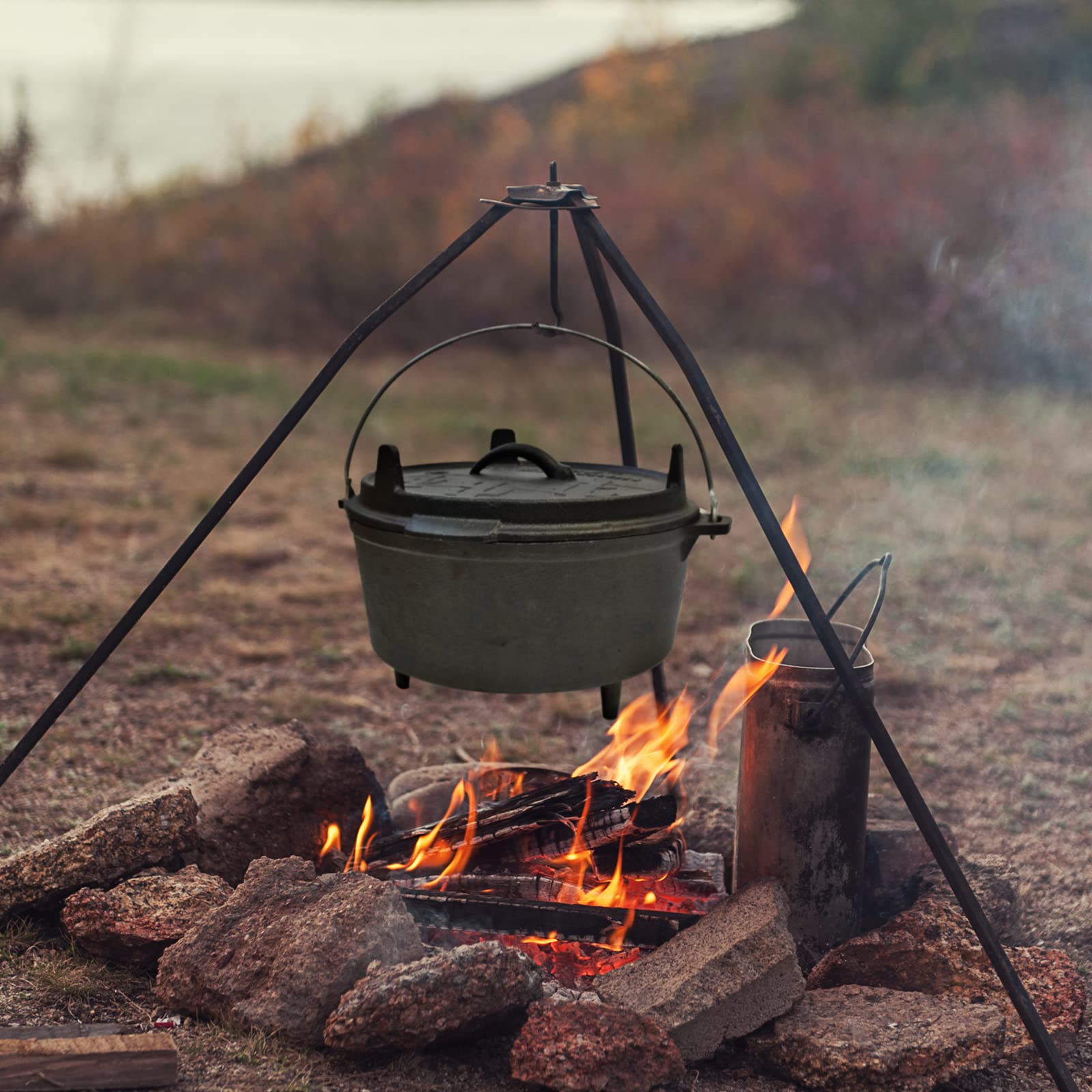 14-Quart Cast Iron Dutch Oven with Lid, Ideal for Outdoor and Indoor Use – Pre-Seasoned Camping Cookware for Frying, Griddling, and Stewing. - Cholys