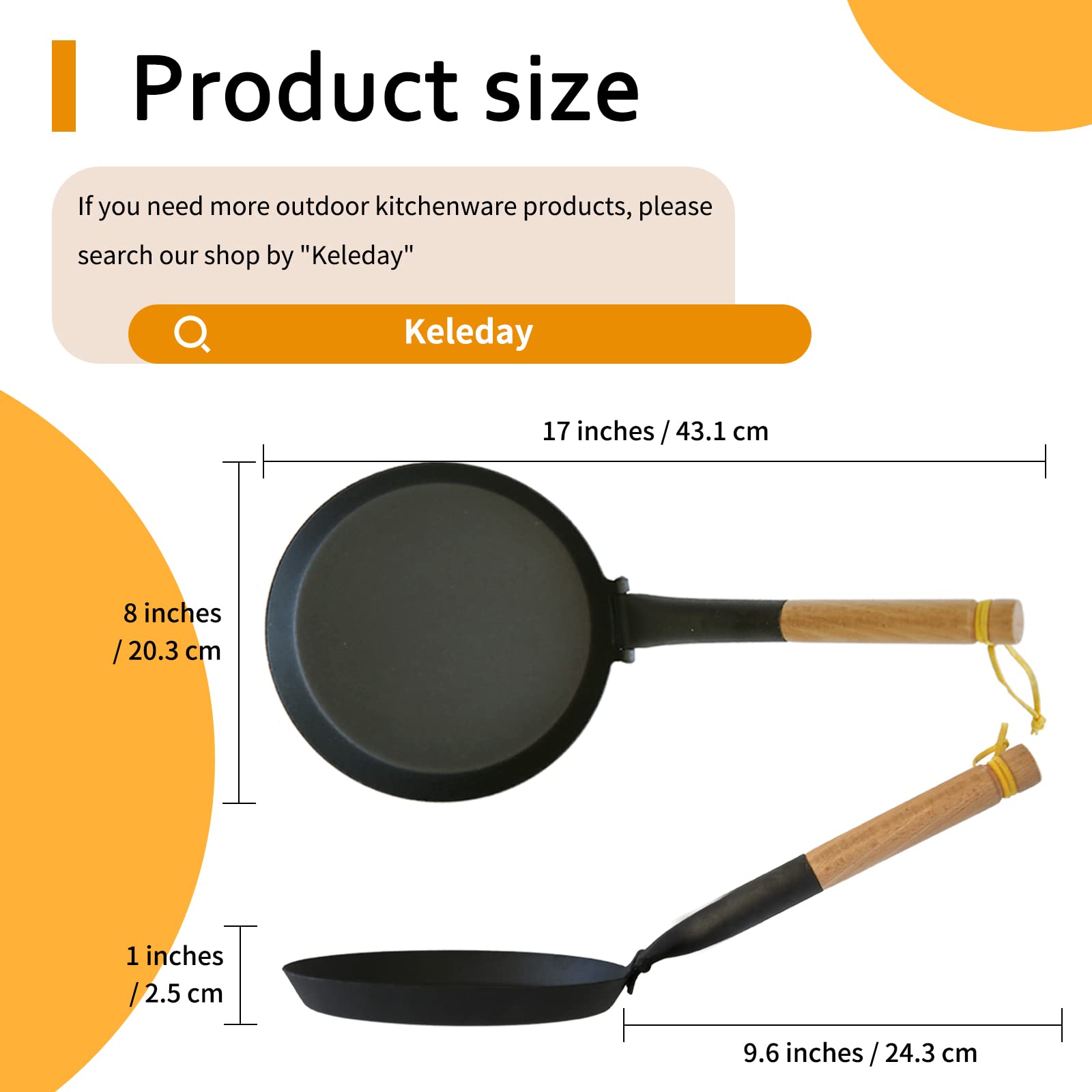 8.2-Inch Non-Stick Cast Iron Frying Pan – Pre-Seasoned Griddle Pan with Folding Handle for Camping, Indoor & Outdoor Cooking – Versatile for Various Stove Types. - Cholys
