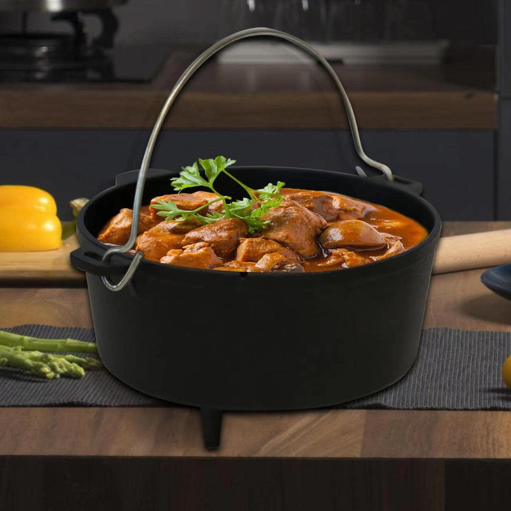 12-Quart Cast Iron Dutch Oven with Lid, Ideal for Outdoor and Indoor Use – Pre-Seasoned Camping Cookware for Frying, Griddling, and Stewing. - Cholys