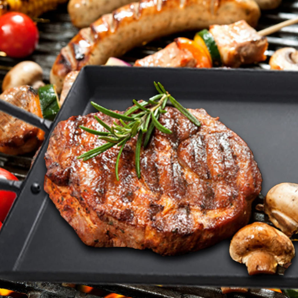 Pre-Seasoned Cast Iron Griddle Pan with Handles – Non-Stick Grill for Stove Tops and Gas Grills, Ideal for Indoor and Outdoor Cooking, Camping, 17.68 x 10 Inches - Cholys