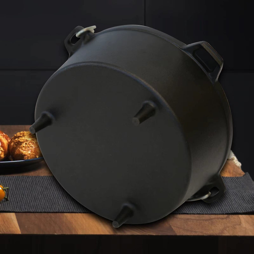 14-Quart Cast Iron Dutch Oven with Lid, Ideal for Outdoor and Indoor Use – Pre-Seasoned Camping Cookware for Frying, Griddling, and Stewing. - Cholys
